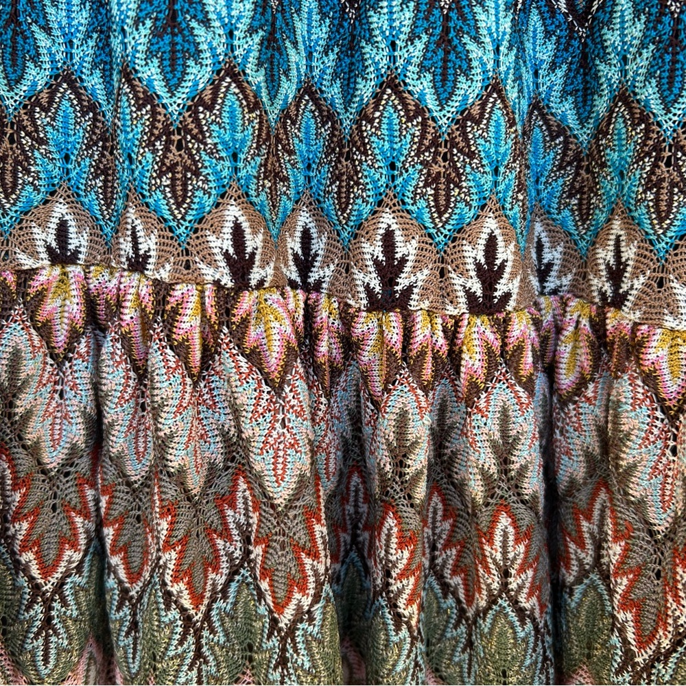 Lapis Blue and Brown Textured Skirt - Picture 4 of 8